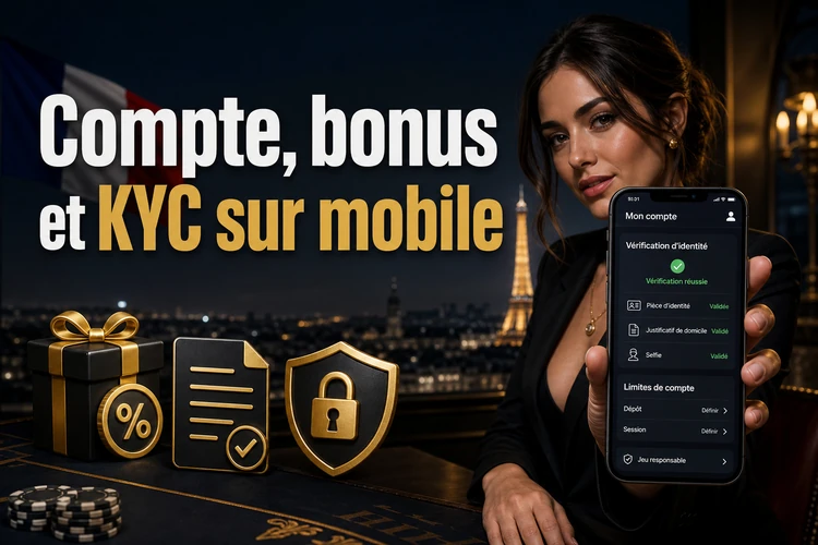 Compte, bonus et KYC sur mobile